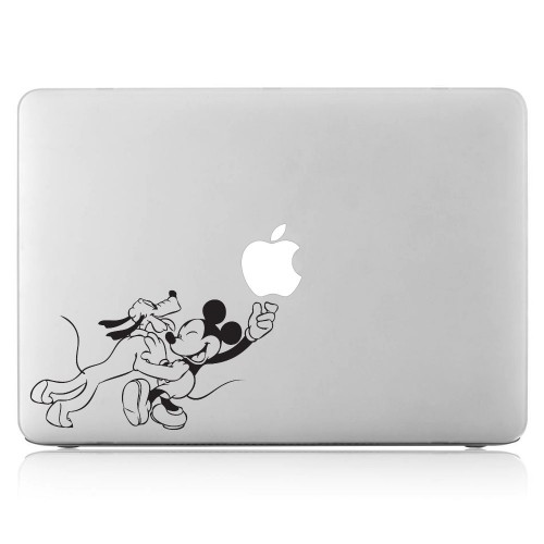 Mickey Mouse and Pluto Laptop / Macbook Vinyl Decal Sticker 