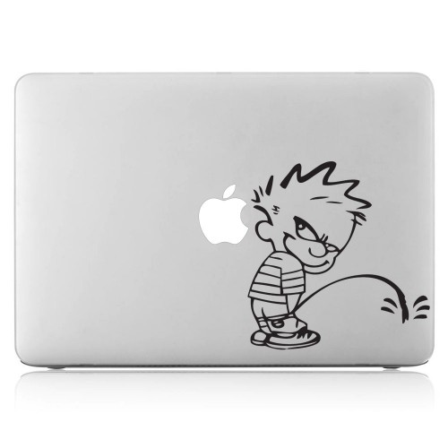 Calvin und Hobbes pinkeln Laptop / Macbook Sticker Aufkleber