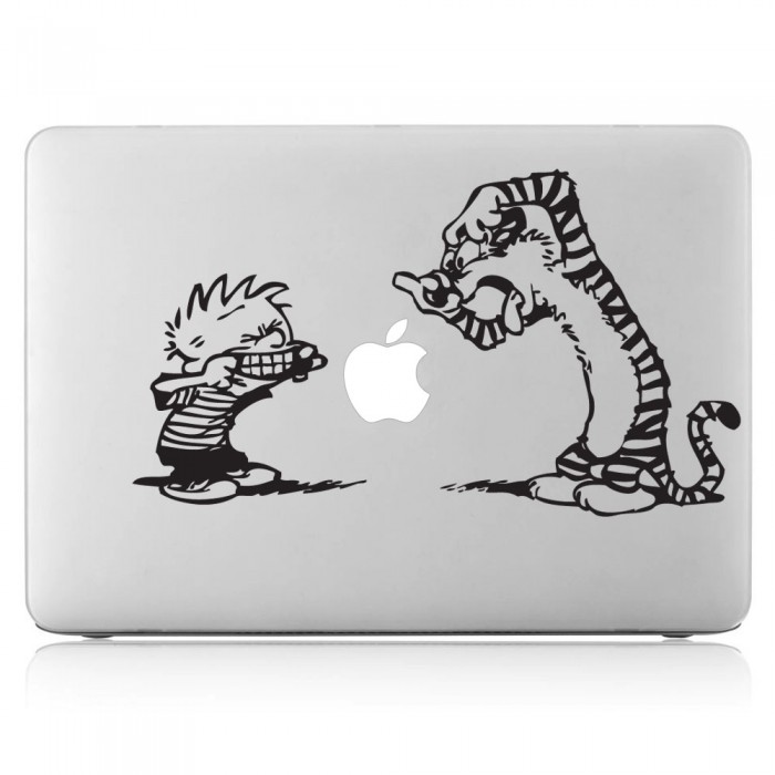 สติกเกอร์แม็คบุ๊ค คาลวินและฮอบส์ Calvin and Hobbes Friends Notebook / MacBook Sticker (DM-0107)