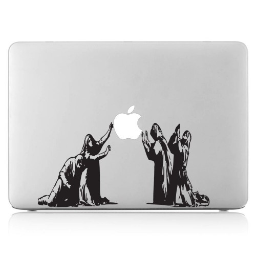 Banksy Pray to Apple Friends Laptop / Macbook Vinyl Decal Sticker 