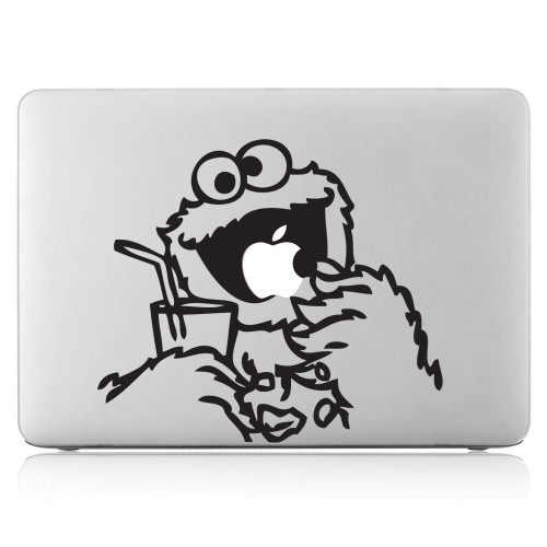 Cookie Monster eating Apple Laptop / Macbook Vinyl Decal Sticker 