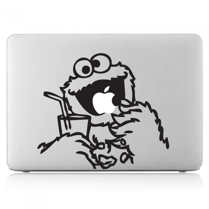 Cookie Monster eating Apple Laptop / Macbook Vinyl Decal Sticker (DM-0202)