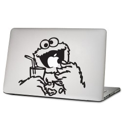 Cookie Monster eating Apple Laptop / Macbook Vinyl Decal Sticker 