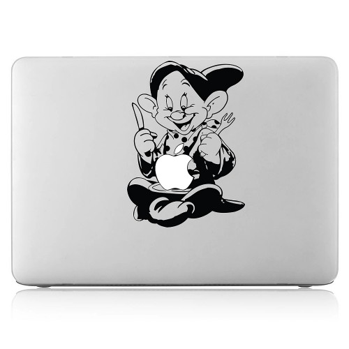 Dopey Dwarfs eating Apple Laptop / Macbook Vinyl Decal Sticker 