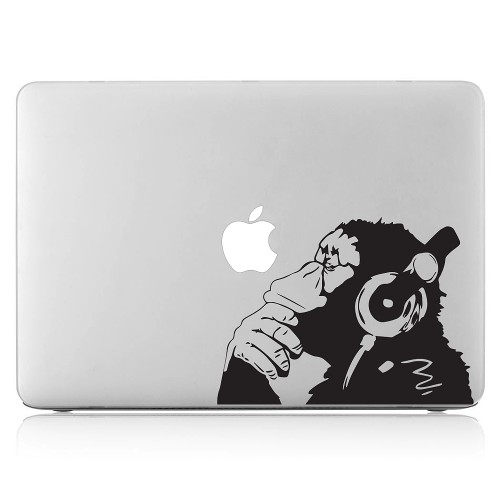 Banksy Monkey With Headphones Laptop / Macbook Vinyl Decal Sticker 