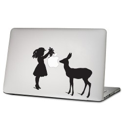 Girl And Deer Laptop / Macbook Vinyl Decal Sticker 