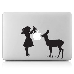 Girl And Deer Laptop / Macbook Vinyl Decal Sticker 