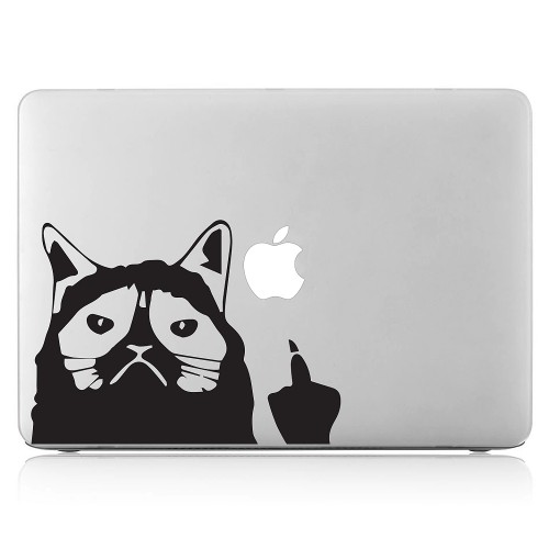 Cat middle finger gif Laptop / Macbook Sticker Aufkleber