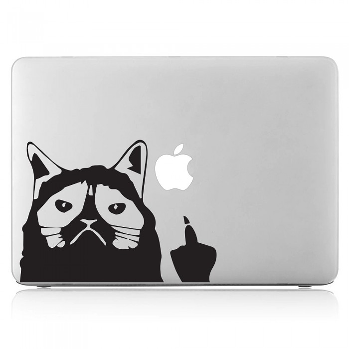Cat middle finger gif Laptop / Macbook Vinyl Decal Sticker (DM-0414)