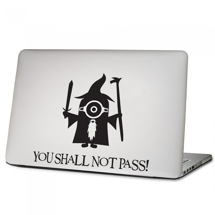 Decalcomania in vinile con scritta Minion Gandalf Signore degli Anelli che non passerà per MacBook Laptop 