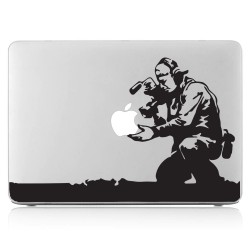 Banksy Cameraman and Apple Laptop / Macbook Vinyl Decal Sticker 
