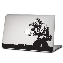 Banksy Cameraman and Apple Laptop / Macbook Vinyl Decal Sticker 