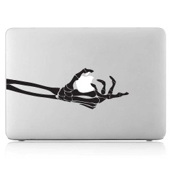 Skeleton Hand Grabs Apple Laptop / Macbook Vinyl Decal Sticker 