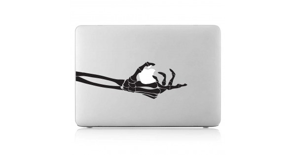 Skeleton Hand Grabs Apple Laptop / Macbook Vinyl Decal Sticker