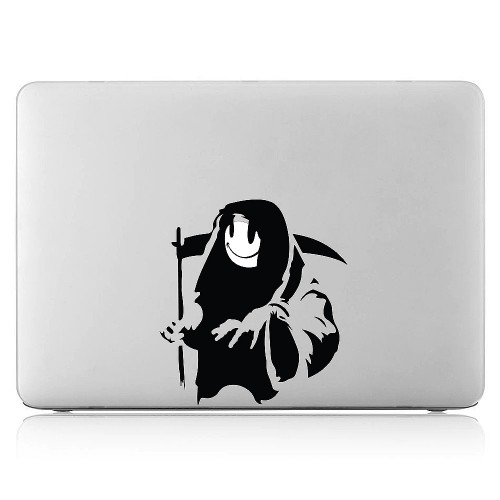 Grim Reaper Smiley Face Laptop / Macbook Vinyl Decal Sticker 
