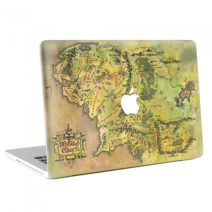 สติกเกอร์สกินแม็คบุ๊ค แผนที่ มิดเดิลเอิร์ธ Middle Earth Map MacBook Skin Sticker  (KMB-0029)