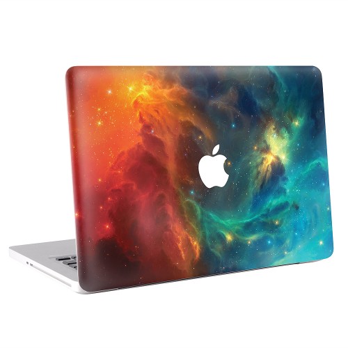สติกเกอร์สกินแม็คบุ๊ค กาแลคซี่ Orange and Blue Space  Apple MacBook Skin Sticker 