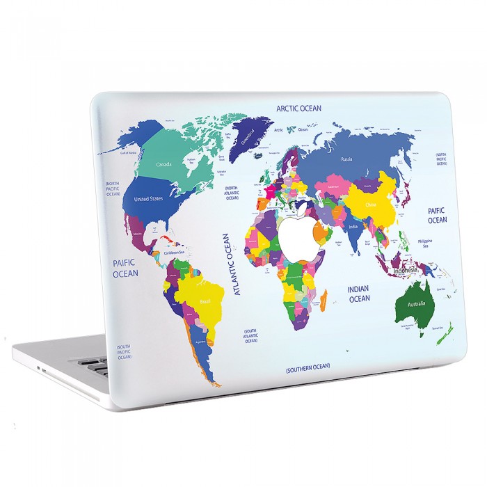 สติกเกอร์สกินแม็คบุ๊ค Map World #1 MacBook Skin Sticker  (KMB-0189)