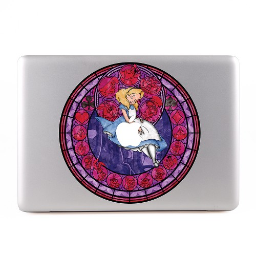 สติกเกอร์สกินแม็คบุ๊ค  Alice in Wonderland Stained Glass Apple MacBook Skin Sticker 