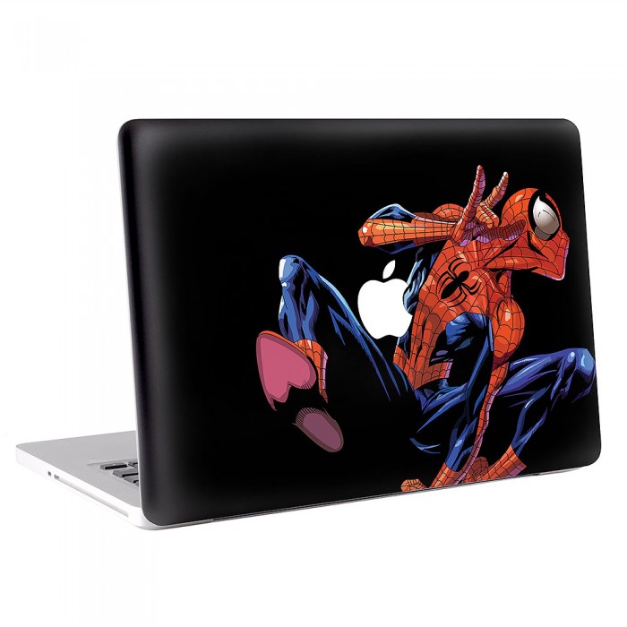 Macbook 13 inch decal sticker Spiderman holding Apple art for Apple Laptop