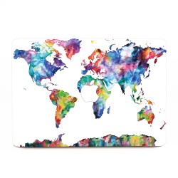 World Map in Watercolor Apple MacBook Skin Aufkleber