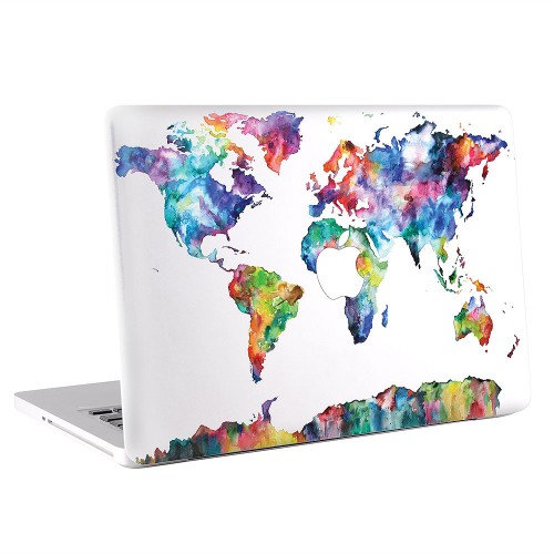 World Map in Watercolor Apple MacBook Skin Aufkleber