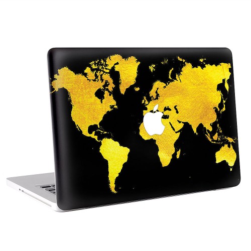 Black and Gold Map of The World  Apple MacBook Skin / Decal