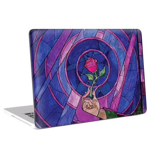 Beauty and The Beast Enchanted Rose Stained Glass  Apple MacBook Skin / Decal