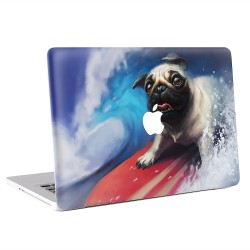 Pug Dog on Surfboard  Apple MacBook Skin / Decal