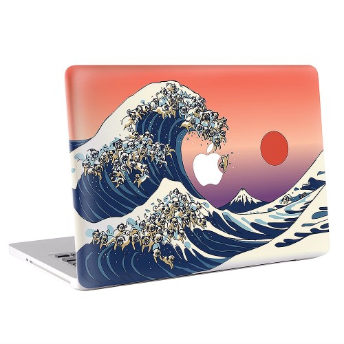 สติกเกอร์สกินแม็คบุ๊ค  The Great Wave of Pug  Apple MacBook Skin Sticker 