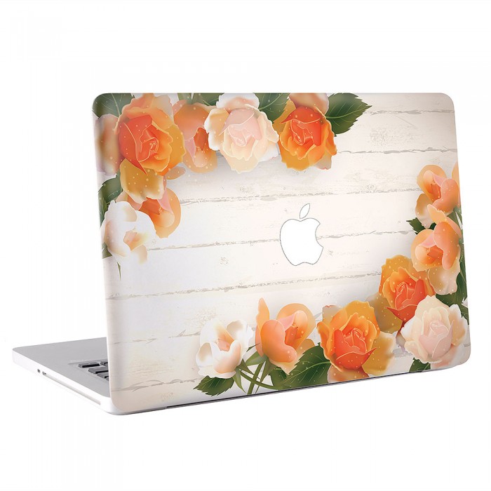 สติกเกอร์สกินแม็คบุ๊ค  Flower Orange Rose ดอกไม้ MacBook Skin Sticker  (KMB-0611)