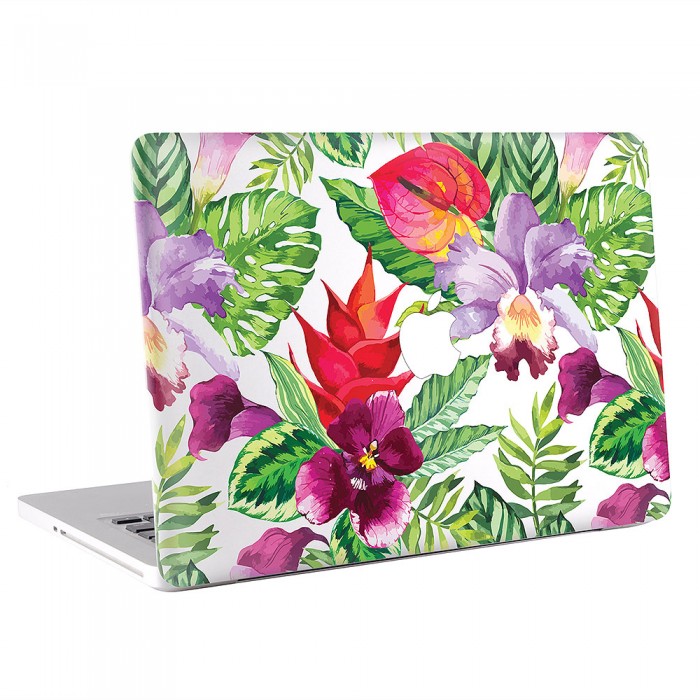Beautiful Watercolor Tropical Flowers  MacBook Skin / Decal  (KMB-0623)