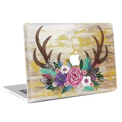 สติกเกอร์สกินแม็คบุ๊ค  Antlers with Flowers  Apple MacBook Skin Sticker 