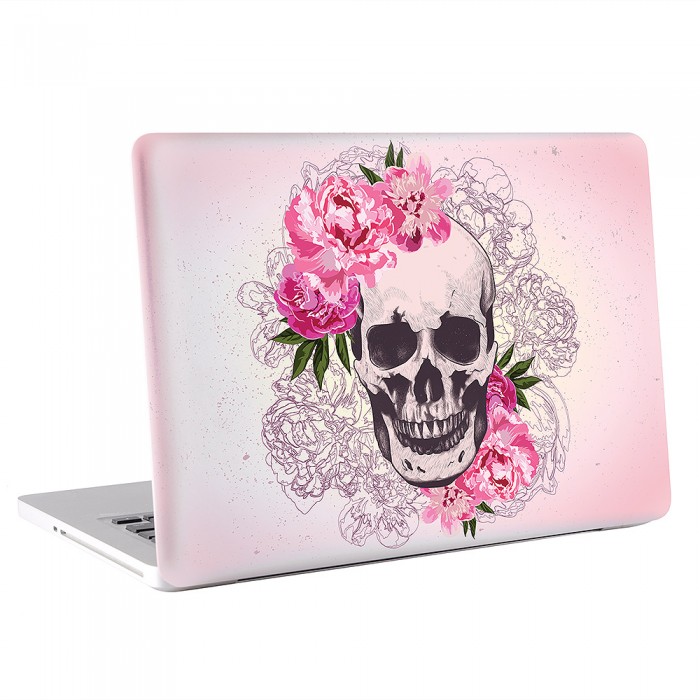 สติกเกอร์สกินแม็คบุ๊คPink Flower Skull  MacBook Skin Sticker  (KMB-0652)