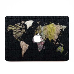 Black wooden world map  Apple MacBook Skin / Decal