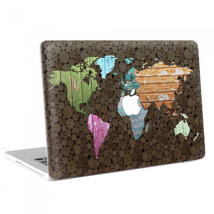 Wooden world map  MacBook Skin / Decal  (KMB-0719)
