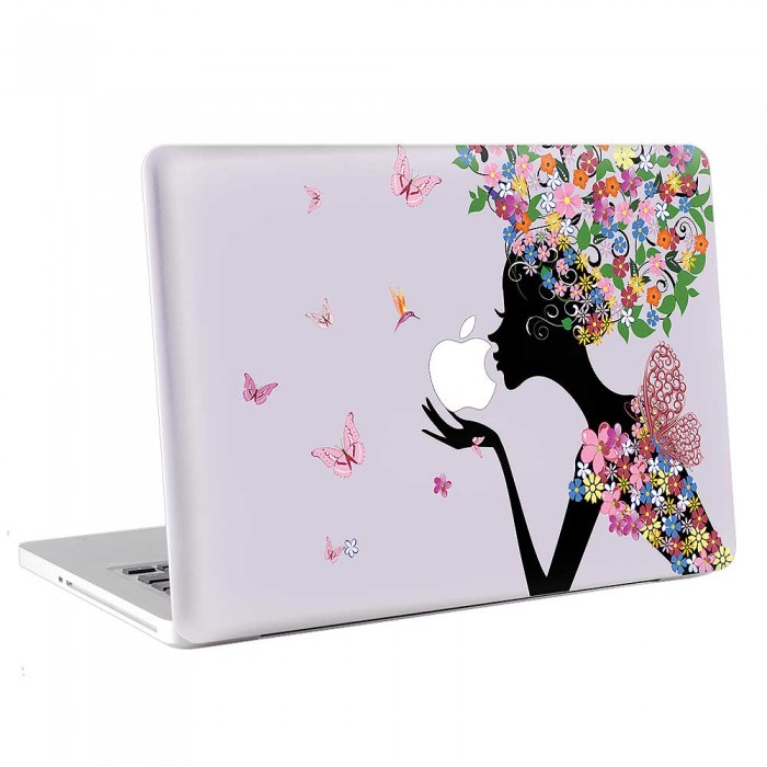 Flower Girl with Butterfly and Bird  MacBook Skin / Decal  (KMB-0761)