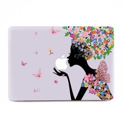 Flower Girl with Butterfly and Bird  Apple MacBook Skin / Decal
