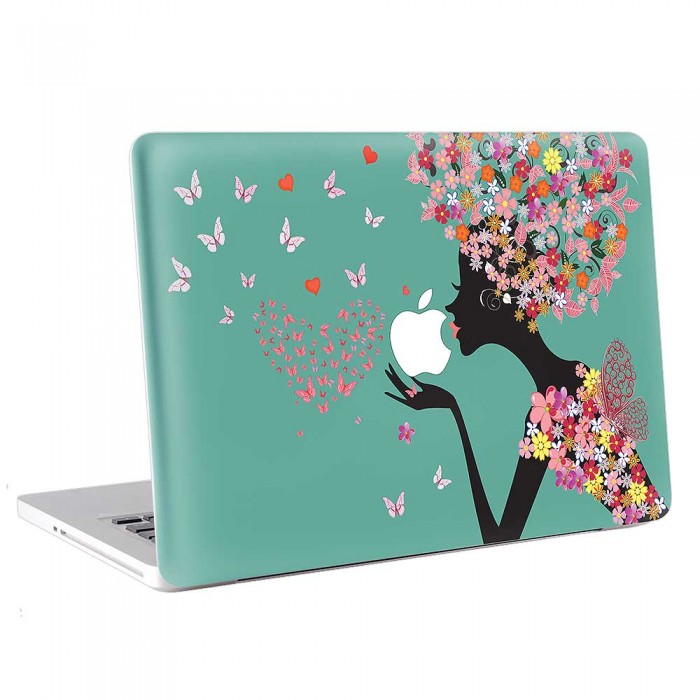 Girl Kiss Butterfly Lover  MacBook Skin / Decal  (KMB-0762)