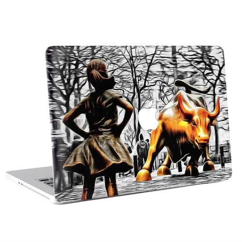 Fearless Girl and Wall Street Bull Statues  Apple MacBook Skin / Decal