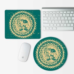 Elephant Indian Ornament  Mouse Pad Round or Rectangle