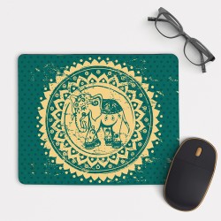 Elephant Indian Ornament  Mouse Pad Round or Rectangle