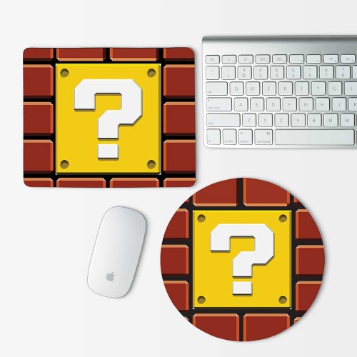 Question Mark Block Super Mario Mouse Pad Round or Rectangle