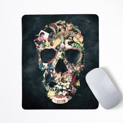 แผ่นรองเมาส์ , เม้าส์แพด Mouse Pad หัวกระโหลก  Vintage Floral Skull