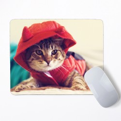 Cute Cat Red Hood Mouse Pad Round or Rectangle