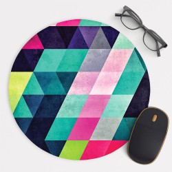 Geometric Multi Color Pattern Mouse Pad Round or Rectangle