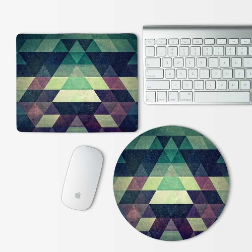 Green Abtract Geometric Pattern Mouse Pad Round or Rectangle