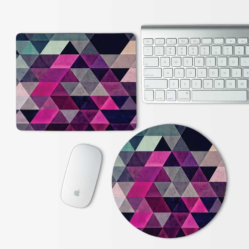 Pink Abtract Geometric Pattern Mouse Pad Round or Rectangle