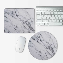 White and Black Marble Mouse Pad Round or Rectangle