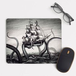 Octopus Attacking Ship v.2 Mouse Pad Round or Rectangle
